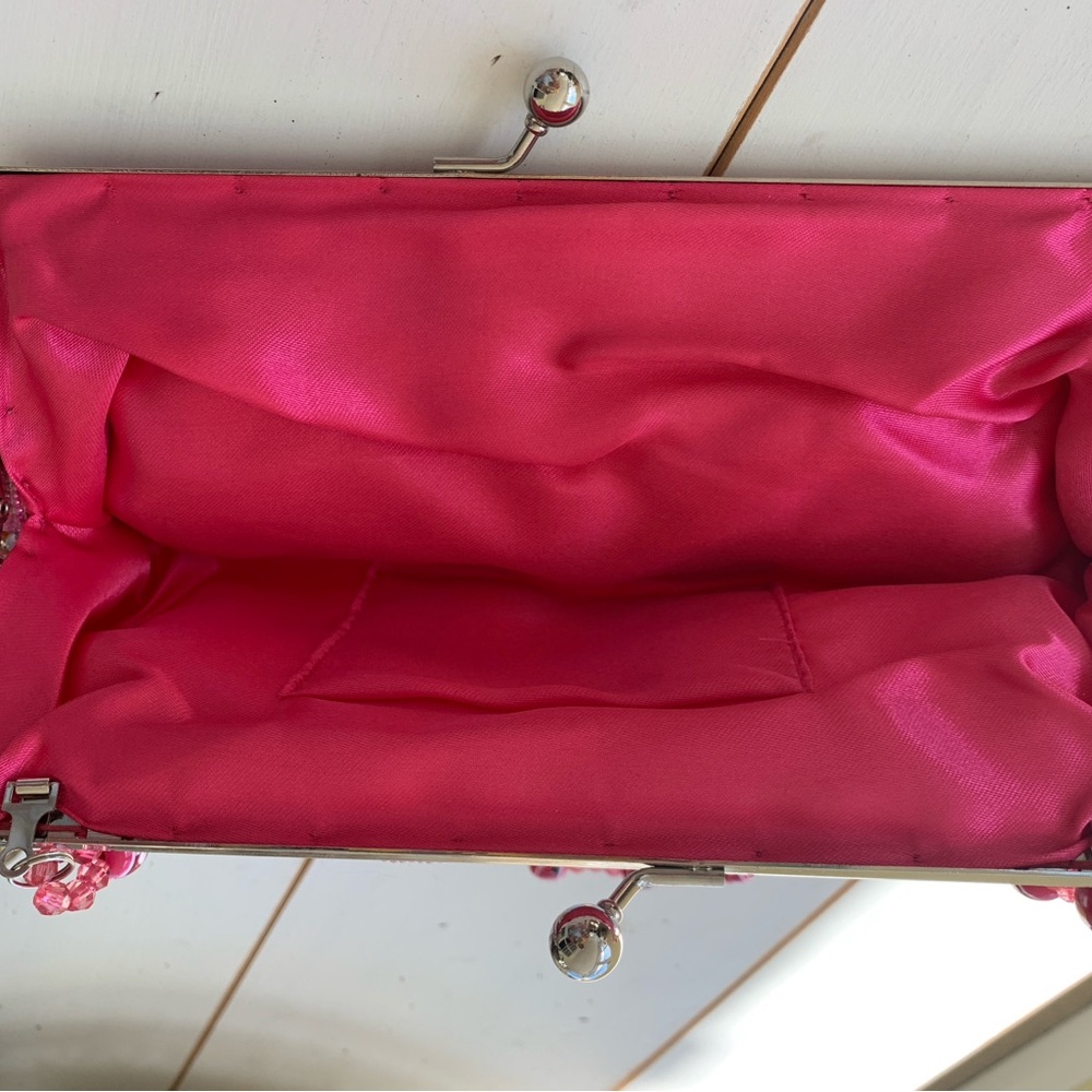 Pink Beaded Satin Clutch Bag - Picture 3 of 4